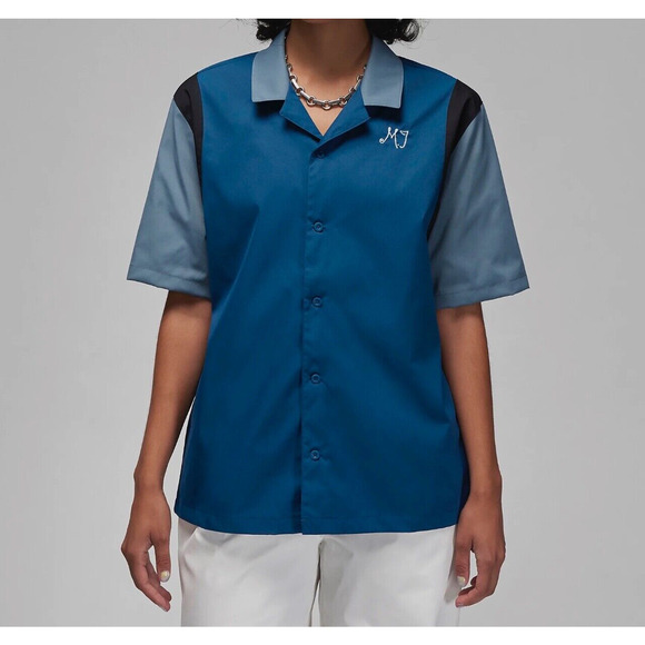 Jordan Womens Button Up Shirt Sky J French Ozone Blue DZ3340 427 • NWT Size XL - Picture 1 of 7